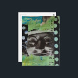 Black and White Face With Polka Dots Collage Briefkaart<br><div class="desc">A collage made and photographed by Angelandspot in the year 2026 with vintage images from a magazine from 1968,  bits of paper from a book from 1950,  and a 1980s era textbook,  with a bit of green and yellow in the background</div>