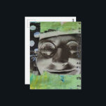 Black and White Face With Polka Dots Letters Briefkaart<br><div class="desc">A collage made and photographed by Angelandspot in the year 2026 with vintage images from a magazine from 1968,  bits of paper from a book from 1950,  and a 1980s era textbook,  with a bit of green and yellow in the background</div>