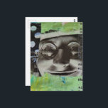 Black and White Face With Polka Dots Letters Briefkaart<br><div class="desc">A collage made and photographed by Angelandspot in the year 2026 with vintage images from a magazine from 1968,  bits of paper from a book from 1950,  and a 1980s era textbook,  with a bit of green and yellow in the background</div>