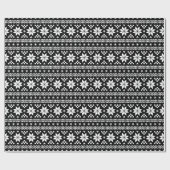 Black and White Fair Isle kerstSweater Print Cadeaupapier (Vlak)