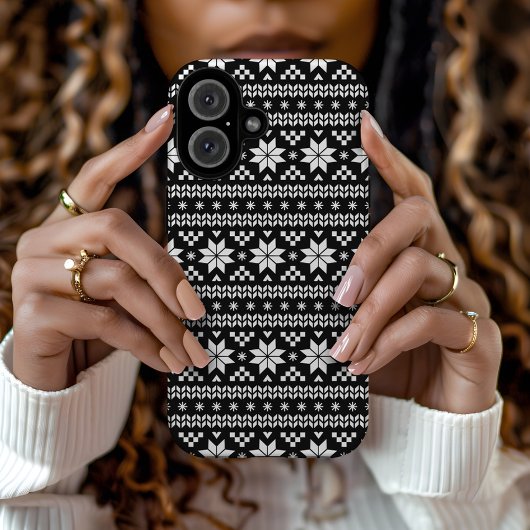 Black and White Fair Isle kerstSweater Print Case-Mate iPhone Case