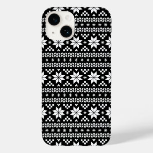 Black and White Fair Isle kerstSweater Print Case-Mate iPhone 14 Hoesje