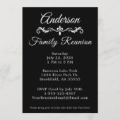 Black and White Family Reunion Elegant Script Inv Kaart (Voorkant)