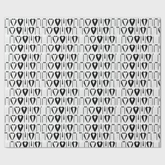 Black and White Fathers Day Tuxedo Cadeaupapier (Vlak)