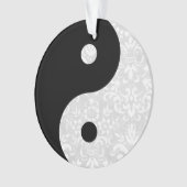 Black and White Faux Lace Yin Yang Ornament (voorkant)