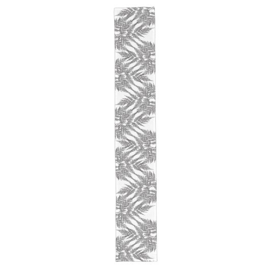 Black and White Fern Silhouette Pattern Lange Tafelloper (Voorkant)