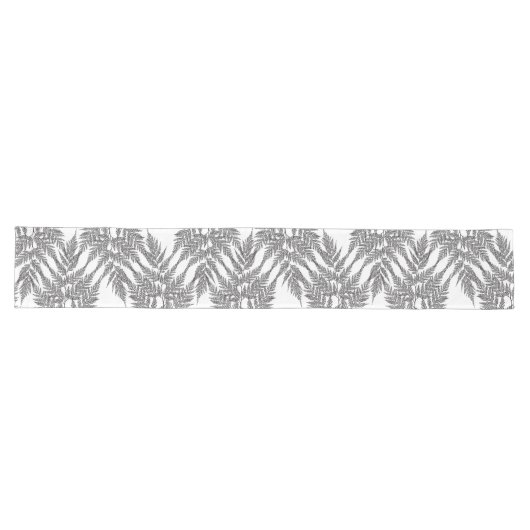 Black and White Fern Silhouette Pattern Lange Tafelloper (Horizontaal)