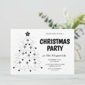 Black and White Festive Tree Christmas Party Kaart (Staand voorkant)