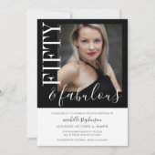 Black And White Fifty And Fabulous Photo Kaart (Voorkant)
