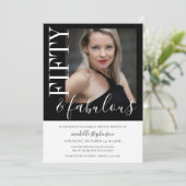 Black And White Fifty And Fabulous Photo Kaart (Staand voorkant)