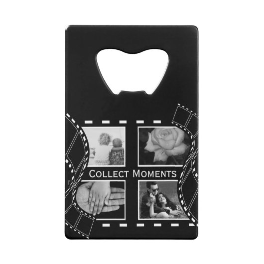 Black and White Film Reel Custom Photo Creditkaart Flessenopener (Voorkant)