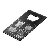 Black and White Film Reel Custom Photo Creditkaart Flessenopener (Achterkant Gekanteld)