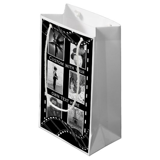 Black and White Film Reel Custom Photo Klein Cadeauzakje (Voorkant Gekanteld)