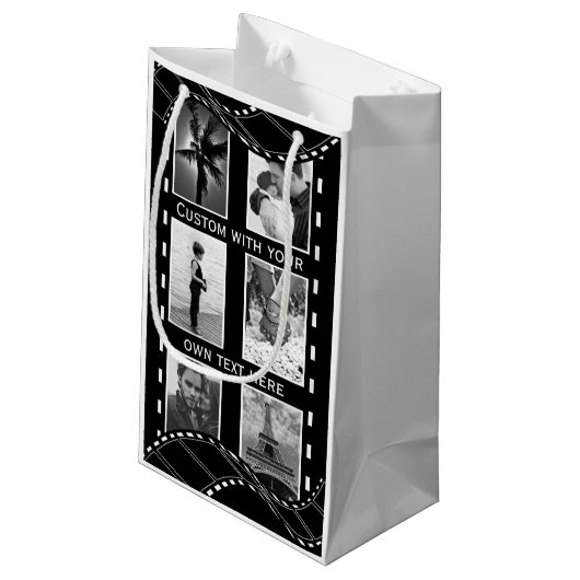 Black and White Film Reel Custom Photo Klein Cadeauzakje (Achterkant Gekanteld)