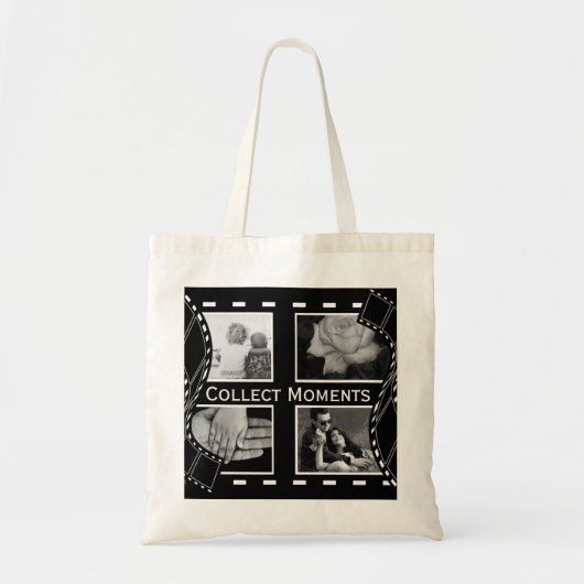 Black and White Film Reel Custom Photo Tote Bag (Voorkant)