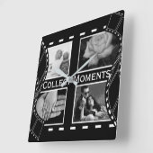 Black and White Film Reel Custom Photo Vierkante Klok (Hoek)