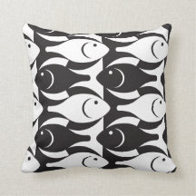 Black and White Fish American MoJo Pillow