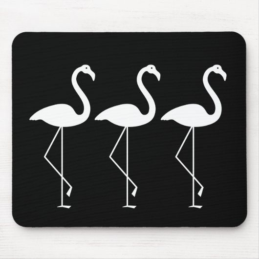 Black and White Flamingo Mousepad Muismat (Voorkant)
