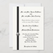 Black and White Fleur de Lis Design Wedding Invite Kaart (Achterkant)