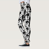 Black and White Fleur de Lis French Classic Leggings (Links)