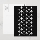 Black and White Fleur de Lis Pattern Briefkaart (Voorkant / Achterkant)