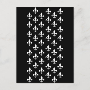 Black and White Fleur de Lis Pattern Briefkaart