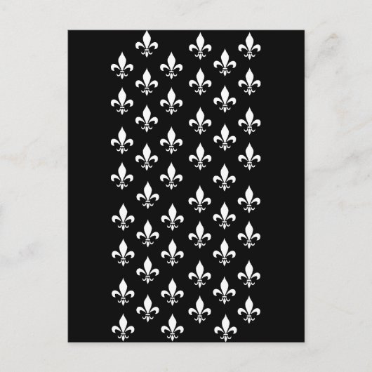 Black and White Fleur de Lis Pattern Briefkaart (Voorkant)