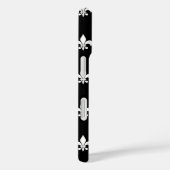 Black and White Fleur de Lis Pattern Case-Mate iPhone Case (Achterkant / Rechts)