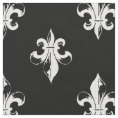 Black and White Fleur De Lis Pattern Stof (Close Up)