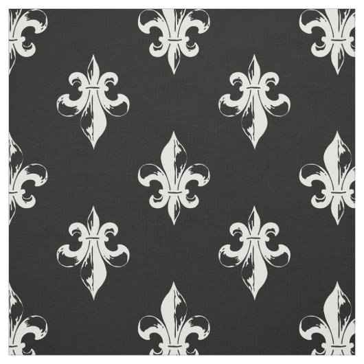 Black and White Fleur De Lis Pattern Stof (Swatch)