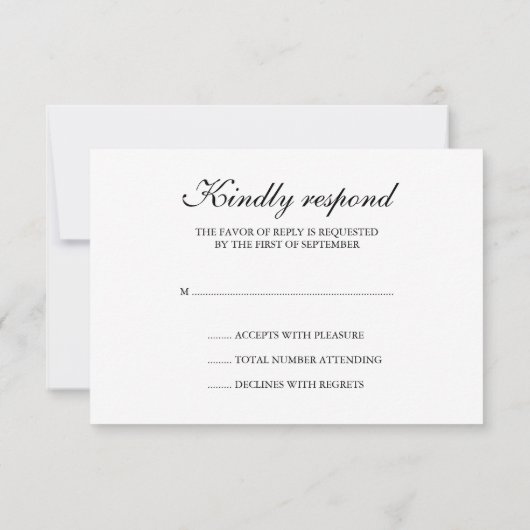 Black and White Fleur de Lis RSVP-reactiekaart RSVP Kaartje (Achterkant)
