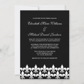 Black and White Fleur de Lis Wedding Kaart (Voorkant)