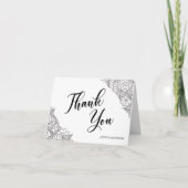 Black and White Floral  Bedankkaart (Voorkant)