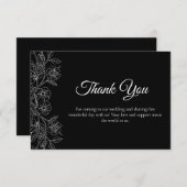 Black and White Floral Bedankkaart (Voorkant / Achterkant)