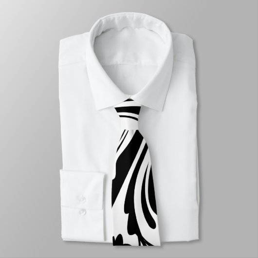 Black and White Floral Chic Wedding Stropdas (Gebonden)