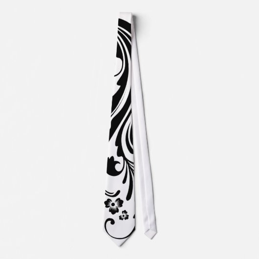 Black and White Floral Chic Wedding Stropdas (Voorkant)