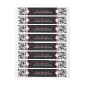 Black and White Floral Damask Adreslabel Wikkel (Vel)