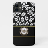 Black and White Floral Damask Case-Mate iPhone Case (Achterkant)