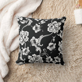 Black and White Floral Damask Kussen