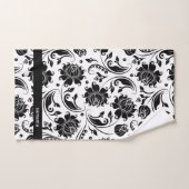 Black and White Floral Damask Pattern Bad Handdoek (Handdoek)