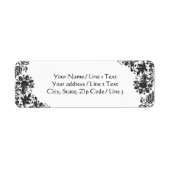 Black and White Floral Damask | Retouradres Etiket (Voorkant)