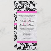 Black and White Floral Damask Swirls Wedding Kaart (Voorkant / Achterkant)
