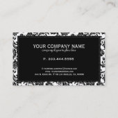 Black and White Floral Damask Visitekaartje (Achterkant)