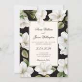 Black and white Floral elegant wedding Kaart (Voorkant)