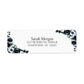 Black and White Floral Etiket (Voorkant)
