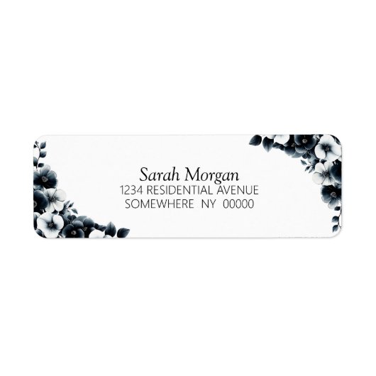 Black and White Floral Etiket (Voorkant)