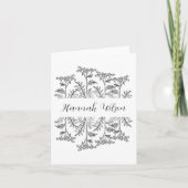 Black and White Floral Folded Thank You Note Cards Bedankkaart (Voorkant)