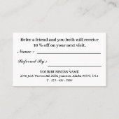 Black and White Floral Mandala Business Aanbevelingskaartje (Achterkant)