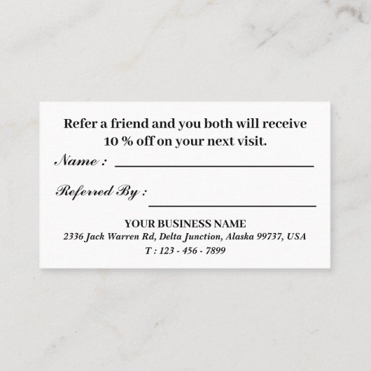 Black and White Floral Mandala Business Aanbevelingskaartje (Achterkant)