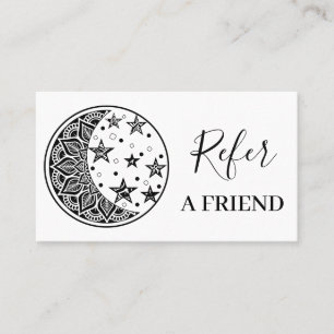 Black and White Floral Mandala Business Aanbevelingskaartje